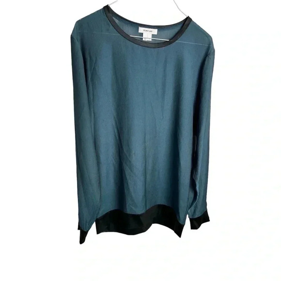 Helmut Lang Sheer Long Sleeve Blouse Quiet Luxury Minimalist Evening Clean Girl - Picture 1 of 10